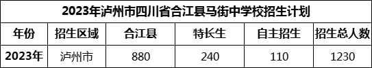 2024年瀘州市四川省合江縣馬街中學(xué)校招生計(jì)劃是多少？