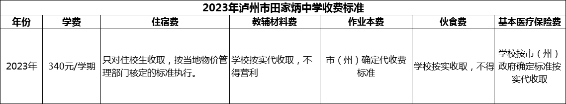 2024年瀘州市田家炳中學(xué)學(xué)費(fèi)多少錢？