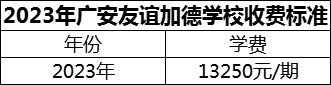 2024年廣安市廣安友誼加德學(xué)校學(xué)費(fèi)多少錢？