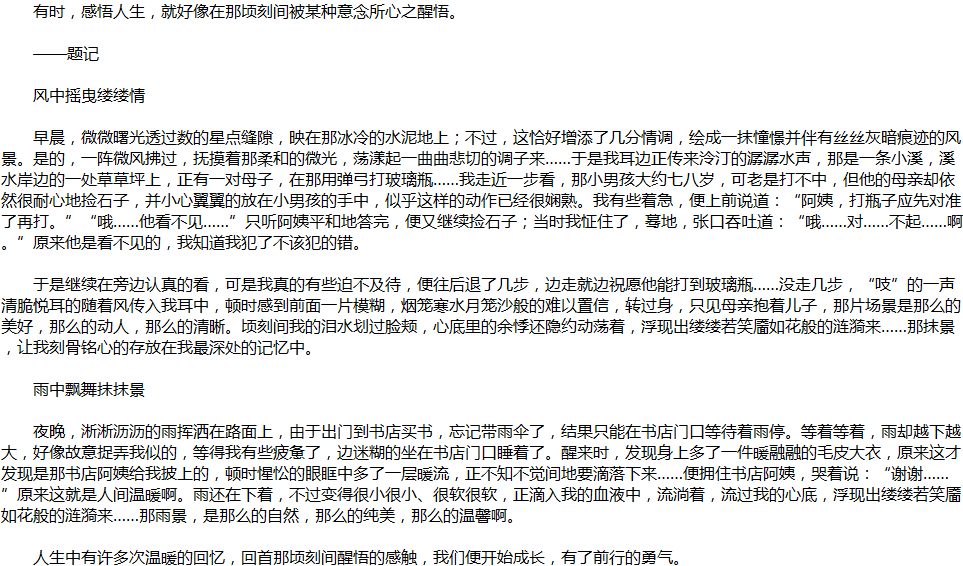 2020年中考滿分作文說明文參考范文：那時，我淚流滿面